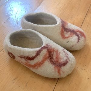 Wool slippers Handmade leather sole toddler